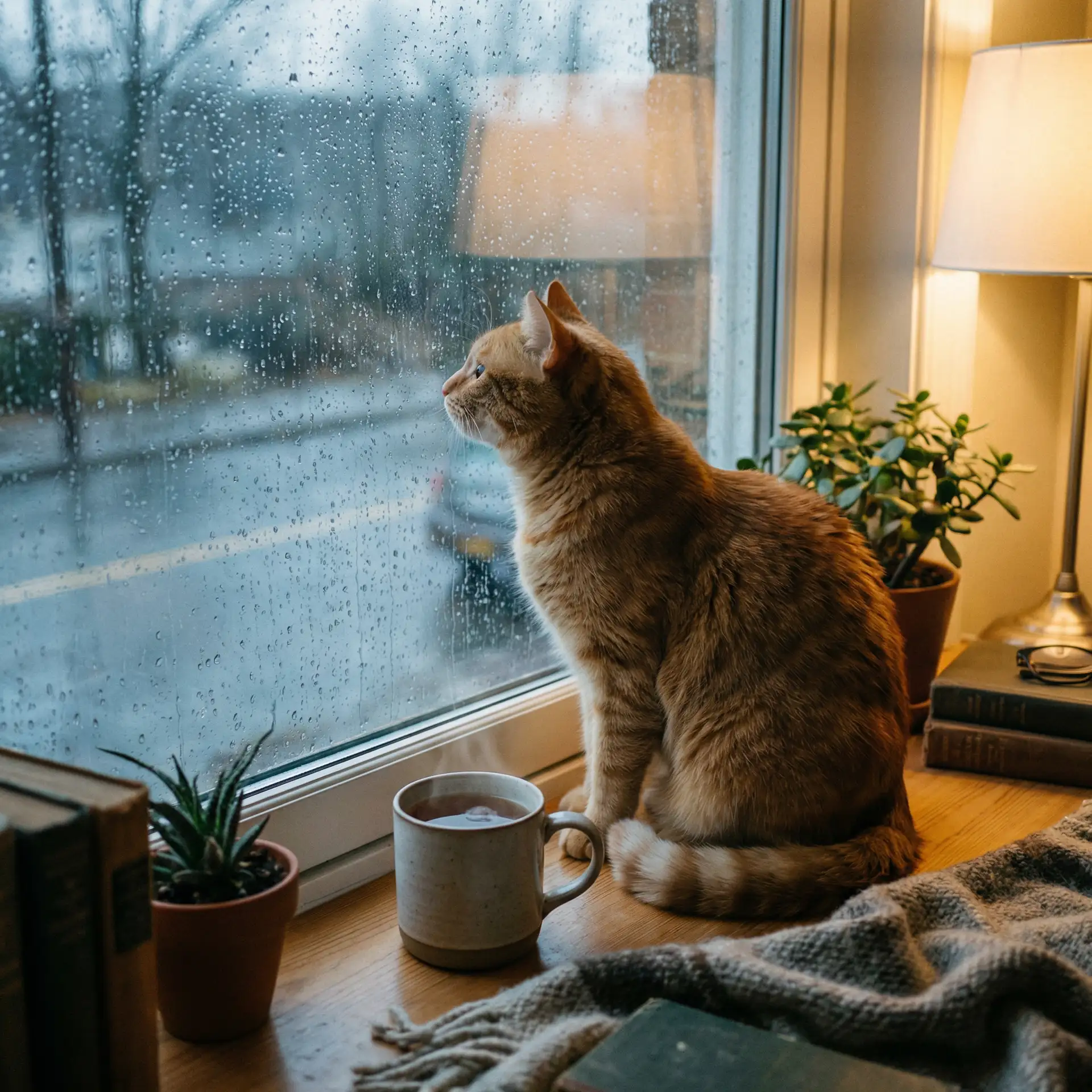猫咪望着窗外的雨 - 黑钻石by芋圆不是圆圆